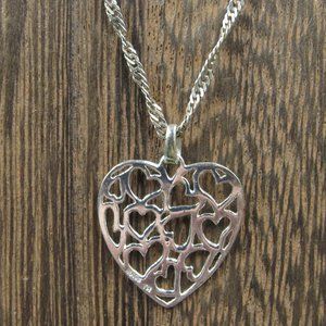 20" Sterling Silver Odd Hearts Pendant Necklace